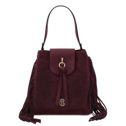 Nomade Bolso en Piel de Gamuza con Flecos Bordeaux TL142512