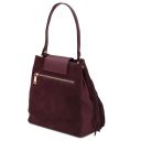 Nomade Sac à épaule en Cuir Daim et Franges Bordeaux TL142512