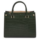 Linosa Croc Print Leather Handbag and Croc Print Leather Toiletry Case Forest Green TL142522