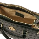 Linosa Croc Print Leather Handbag and Croc Print Leather Toiletry Case Forest Green TL142522