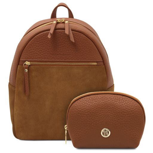 Itaca Leather Backpack and Soft Leather Toiletry Case Коньяк TL142523