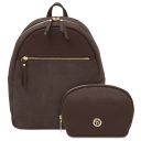 Itaca Leather Backpack and Soft Leather Toiletry Case Dark Brown TL142523
