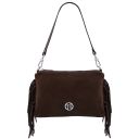 Nomade Pochette in Pelle Scamosciata con Frange Testa di Moro TL142495