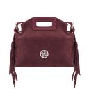 Nomade Suede Leather Fringe Clutch Bordeaux TL142496