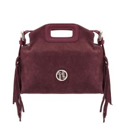 Nomade Suede Leather Fringe Clutch Bordeaux TL142496