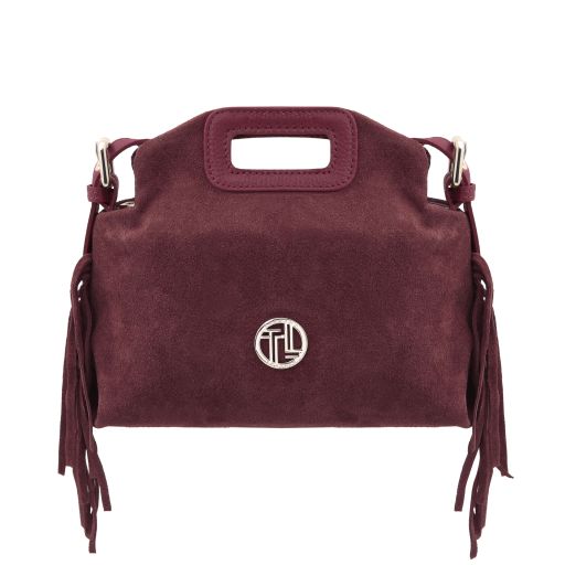 Nomade Suede Leather Fringe Clutch Bordeaux TL142496
