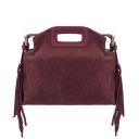 Nomade Suede Leather Fringe Clutch Bordeaux TL142496