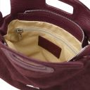 Nomade Pochette in Pelle Scamosciata con Frange Bordeaux TL142496