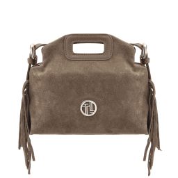 Nomade Bolso Noche en Piel de Gamuza con Flecos Marrón topo oscuro TL142496