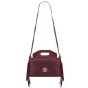 Nomade Pochette in Pelle Scamosciata con Frange Bordeaux TL142496