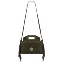 Nomade Pochette in Pelle Scamosciata con Frange Verde Foresta TL142496