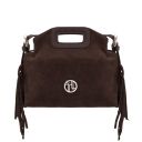 Nomade Suede Leather Fringe Clutch Dark Brown TL142496