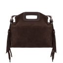Nomade Suede Leather Fringe Clutch Dark Brown TL142496