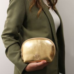 Vera Soft Metallic Leather Toiletry Case Silver TL142520