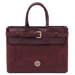 Tenace Suede Leather Handbag Bordeaux TL142525