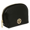 Vera Kosmetiktasche aus Weichem Metallic-Leder Schwarz TL142520