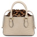 Croque Handtasche aus Leder mit Kroko-Prägung Beige TL142510