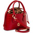 Croque Croc Print Leather Handbag Lipstick Red TL142510