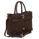 Tenace Suede Leather Handbag Dark Brown TL142525