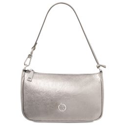 Parfait Metallic Leather Clutch Silver TL142543