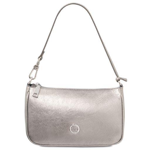 Parfait Metallic Leather Clutch Silver TL142543