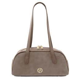 Eclaire Suede Leather Shoulder bag Dark Taupe TL142516