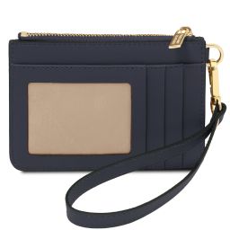 Porte Cartes en Cuir Avec Poignée Bleu foncé TL142544