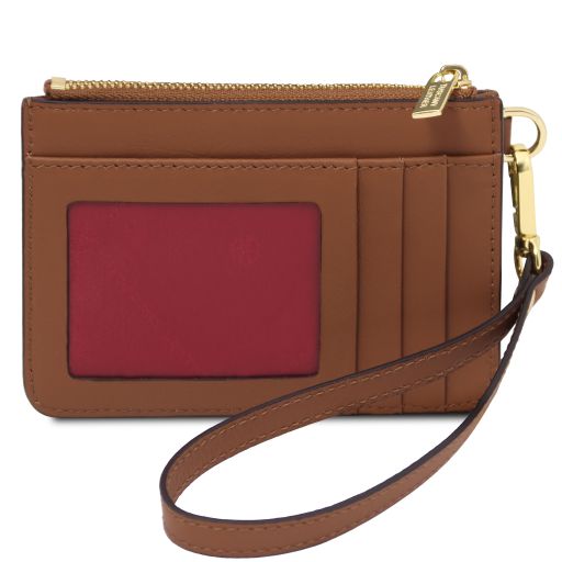 Porte Cartes en Cuir Avec Poignée Cognac TL142544