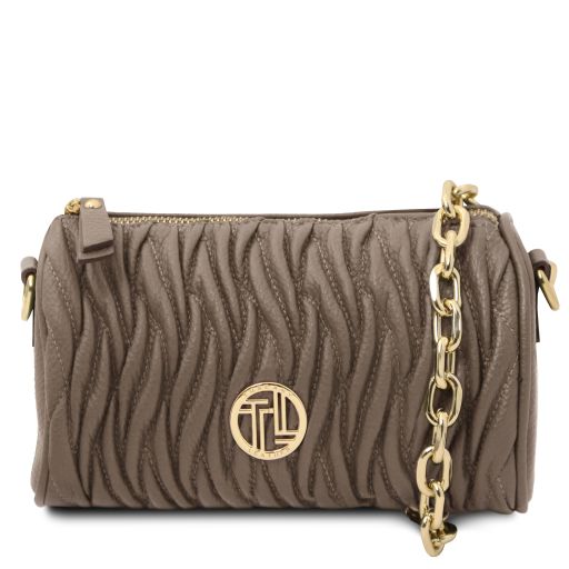 Chantilly Mini Bowling Leather bag Dark Taupe TL142493