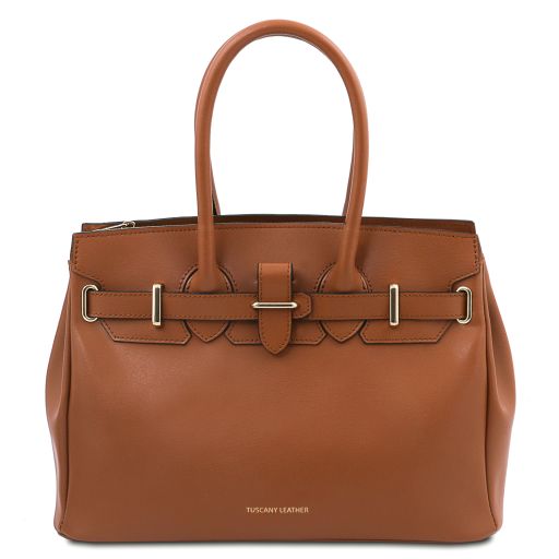 TL Bag Borsa a Mano in Pelle Cognac TL142174