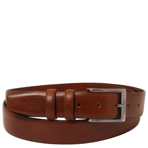 Ceinture Classique en Cuir Pleine Fleur 35mm Marron TL142531