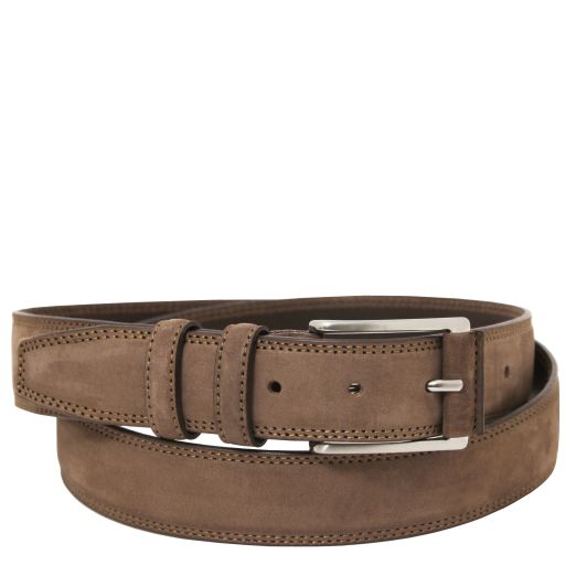 Elegant Nubuck Leather Belt 35mm Taupe TL142533
