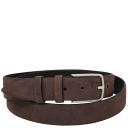Elegant Nubuck Leather Belt 35mm Dark Brown TL142534