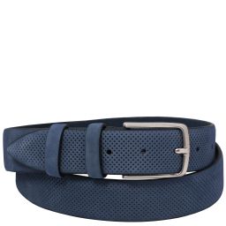 Elegant Perforated Nubuck Leather Belt 35mm Темно-синий TL142535
