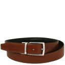 Elegant Double-sided Leather Belt 35mm in Smooth Leather Brown TL142541