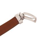 Elegant Double-sided Leather Belt 35mm in Smooth Leather Brown TL142541