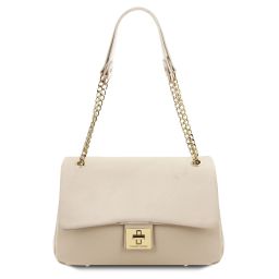 Elettra Soft Leather Shoulder bag Beige TL141646