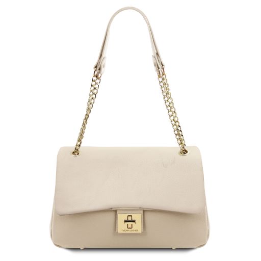 Elettra Borsa a Spalla in Pelle Morbida Beige TL141646