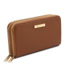 Mira Double zip Around Leather Wallet Cognac TL140809