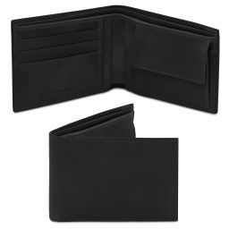 Elegante Cartera de Señor en Piel con Monedero Negro TL142552