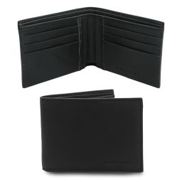 Exklusive Herren Brieftasche aus Leder mit 2 Scheinfächern Schwarz TL142553