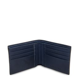 Elégant Portefeuille en Cuir Pour Homme Avec 2 Volets Bleu foncé TL142553