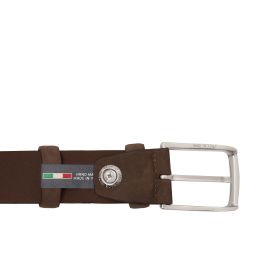 Ceinture élégante en Cuir Nubuck Perforé 35mm Marron foncé TL142535