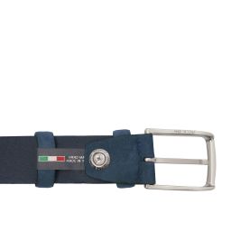 Ceinture élégante en Cuir Nubuck Perforé 35mm Bleu foncé TL142535