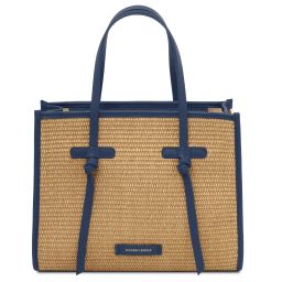 Frame Straw Effect Shoulder bag Blue TL142566