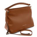 TL Bag Schultertasche aus Weichem Leder Cognac TL142087