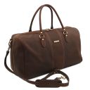 Lisbona Travel Leather Duffle bag - Large Size Dark Brown TL142557