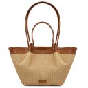 Soleil Borsa Shopping in Rafia Cognac TL142567