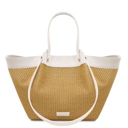 Soleil Bolso Shopping en Rafia Blanco TL142567