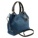 TL KeyLuck Borsa Shopping in Pelle Stampa Intrecciata Denim TL141573